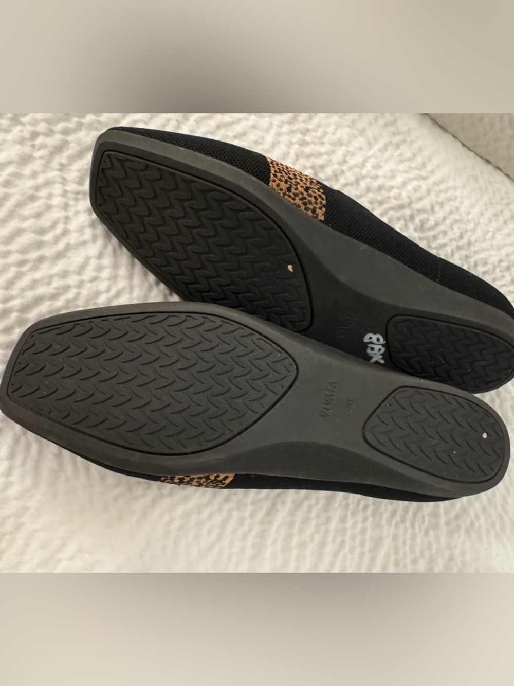 VIVAIA Samantha Square Black Knit Loafers w Leopard Embroidery Water Resistant - Picture 4 of 6